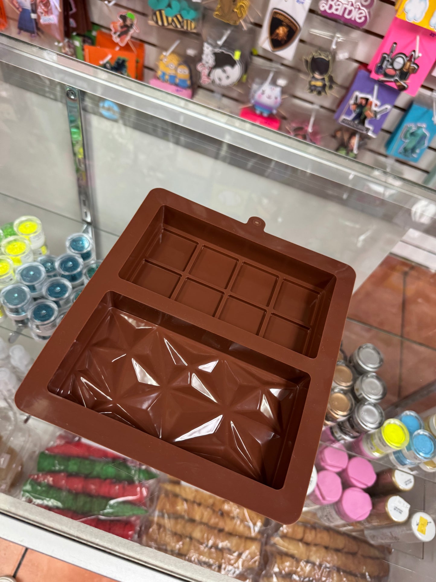 Molde de silicón para chocolate dubai mosaico y gris 6”x3”