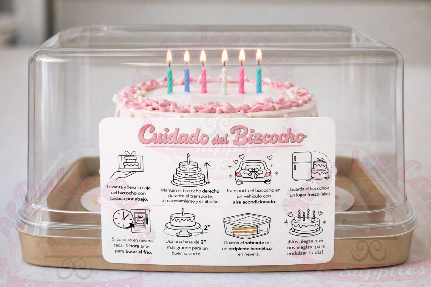 Tarjeta para cuidado de bizcocho