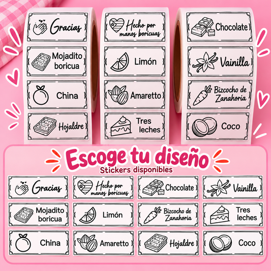 Stickers para tus Productos – Sabores (12 unidades)