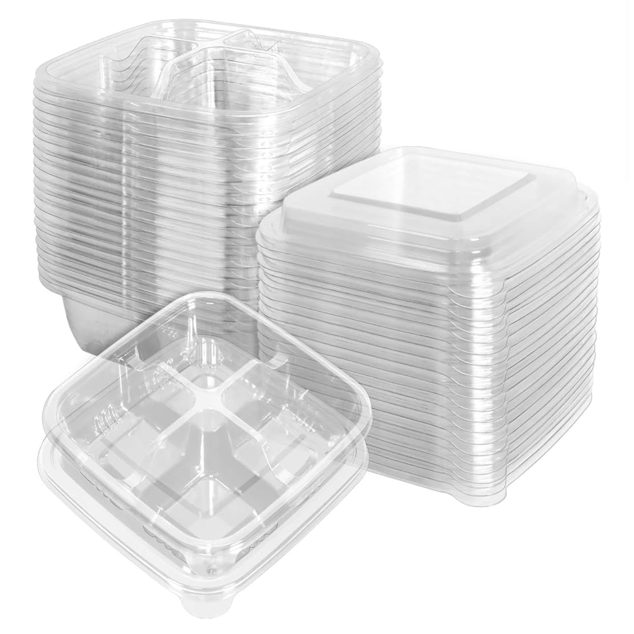 Envase plástico de 4 compartimientos con tapa