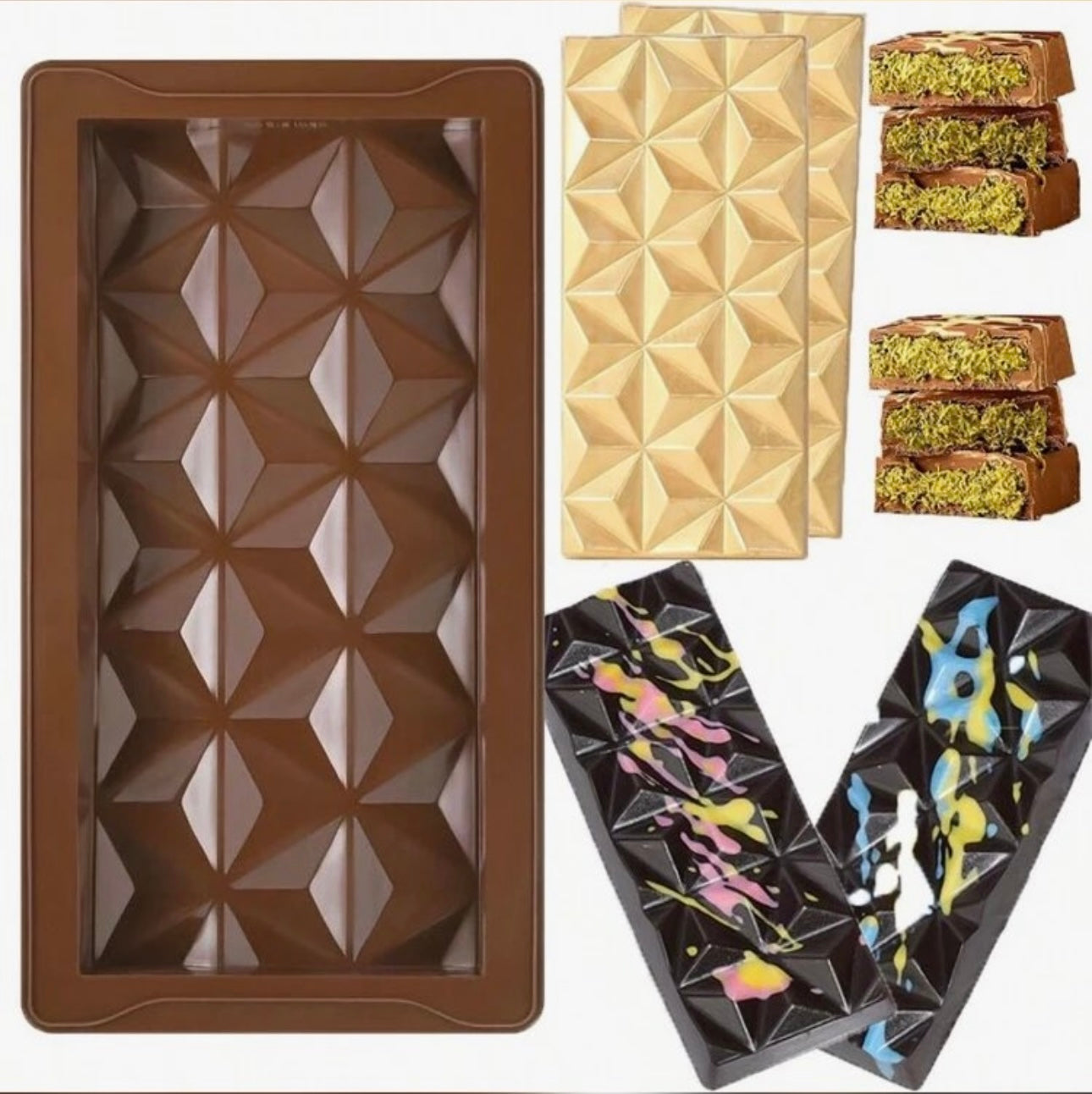 Molde de silicón para chocolate dubai mosaico 6”x2”