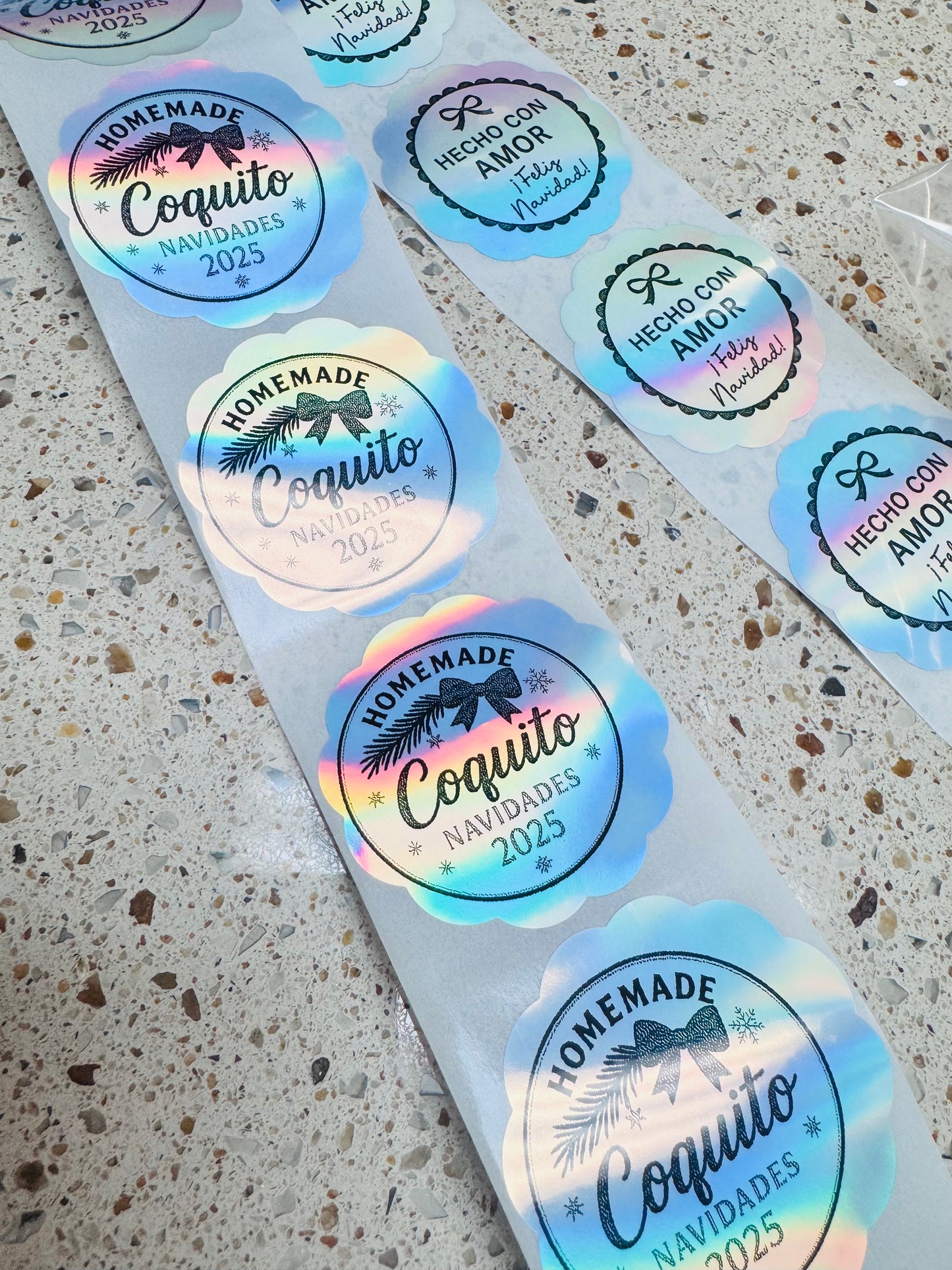 Stickers Navidad 2” holográfico (12)