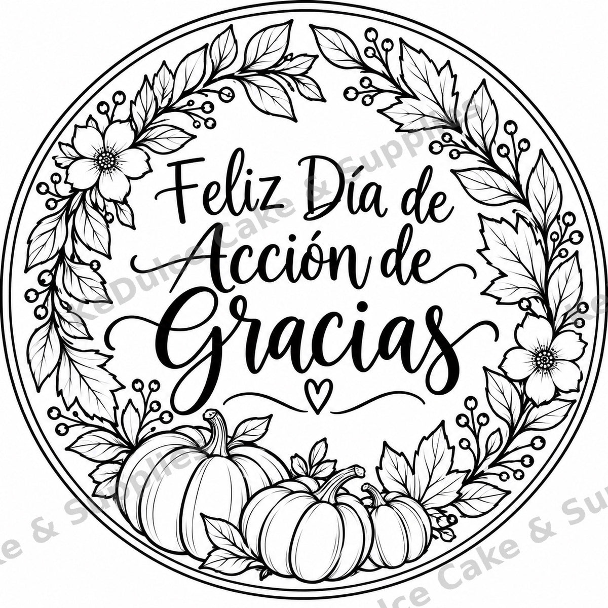 Sticker Feliz Día de Acción de Gracias con watermark KeDulce Cake & Supplies