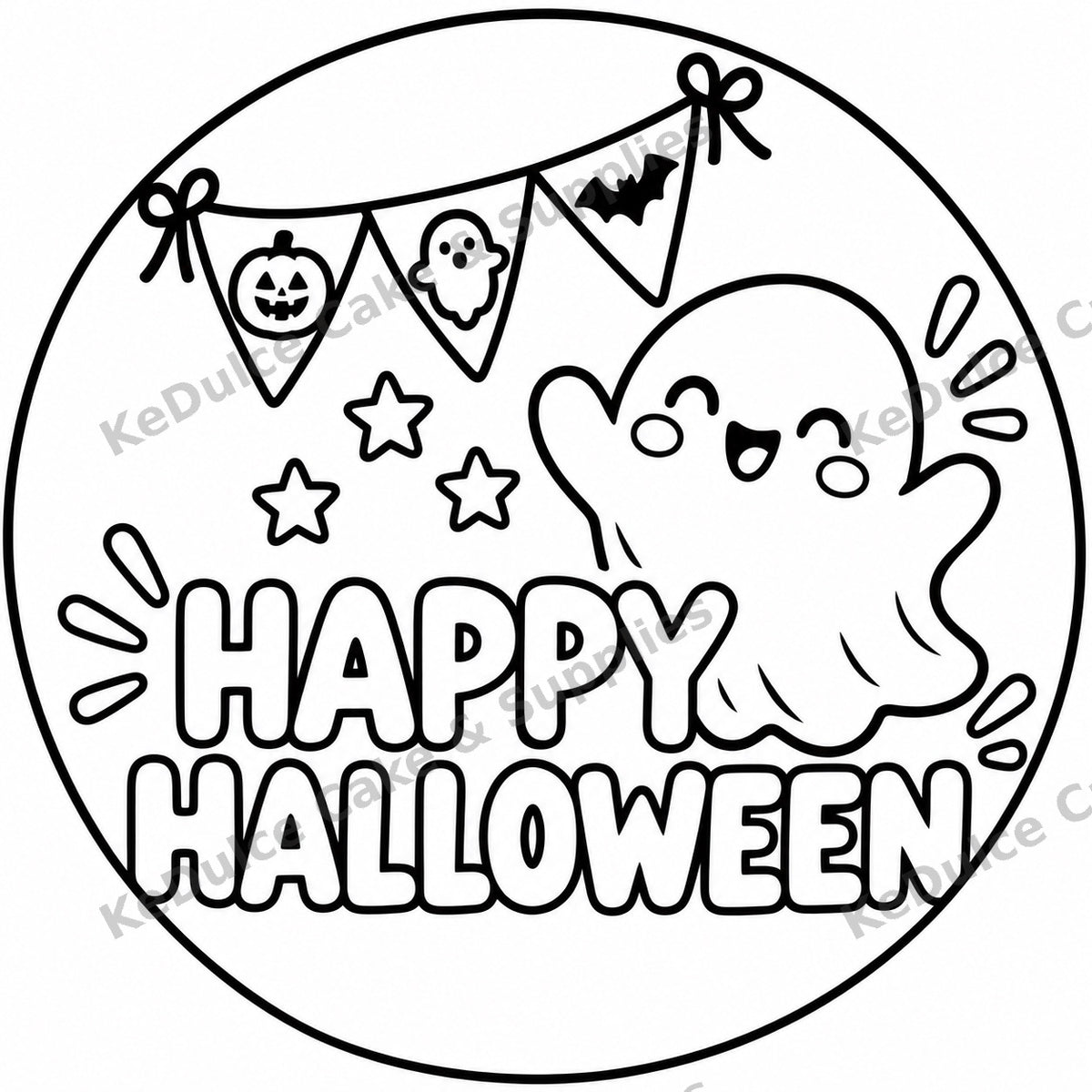 Sticker Halloween fantasma con watermark KeDulce Cake & Supplies