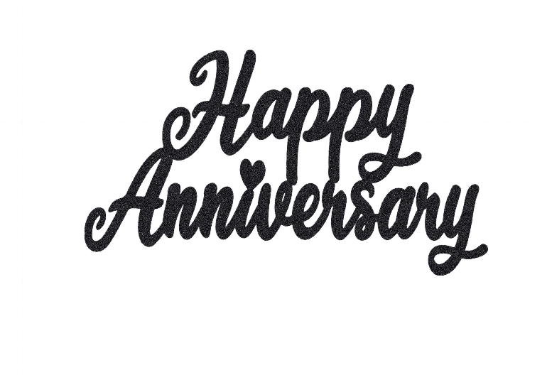 Caketopper Happy Anniversary negro brillo