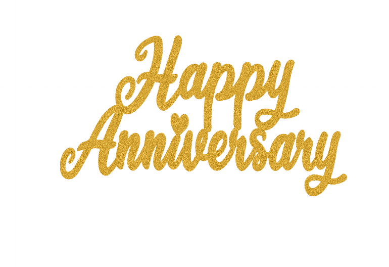 Caketopper Happy Anniversary oro brillo