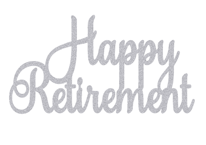Caketopper Happy Retirement plata brillo
