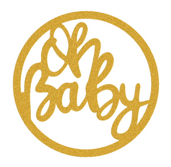 Caketopper Oh Baby diseño círculo en oro brillo