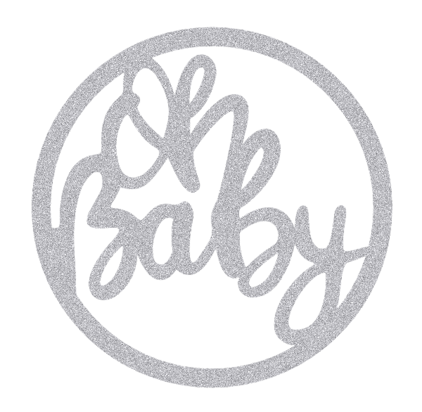 Caketopper Oh Baby diseño círculo en plata brillo