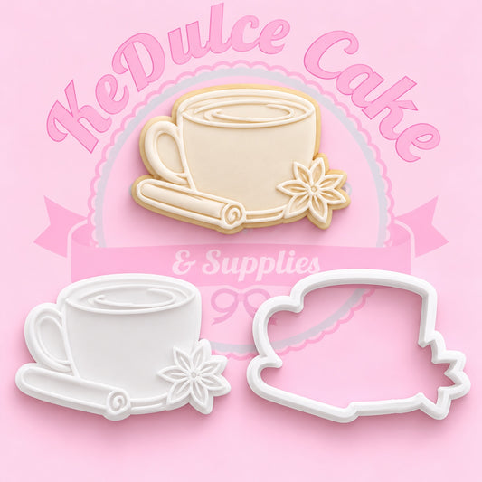 Stamp y cortador taza con canela y anís colección otoño Acción de Gracias