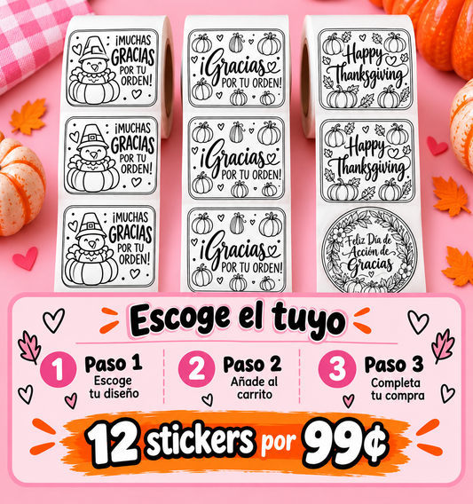 Stickers de Acción de Gracias prediseñados, 12 stickers por 99 centavos